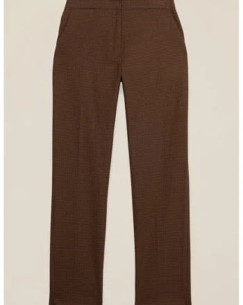 Pantaloni cu imprimeu houndstooth, Maro inchis