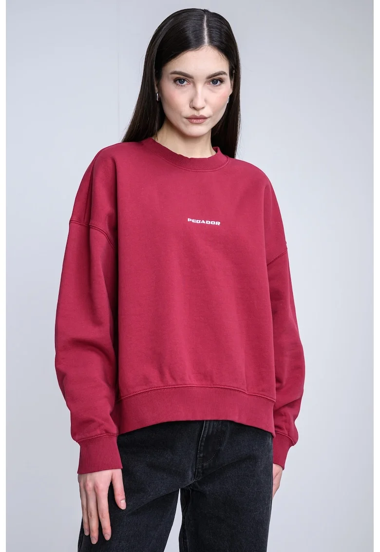 Bluza de trening supradimensionata cu maneci cazute, Rosu
