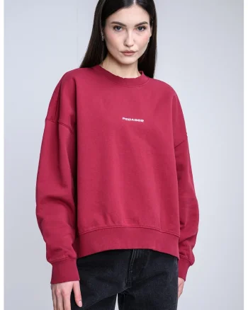 Bluza de trening supradimensionata cu maneci cazute, Rosu