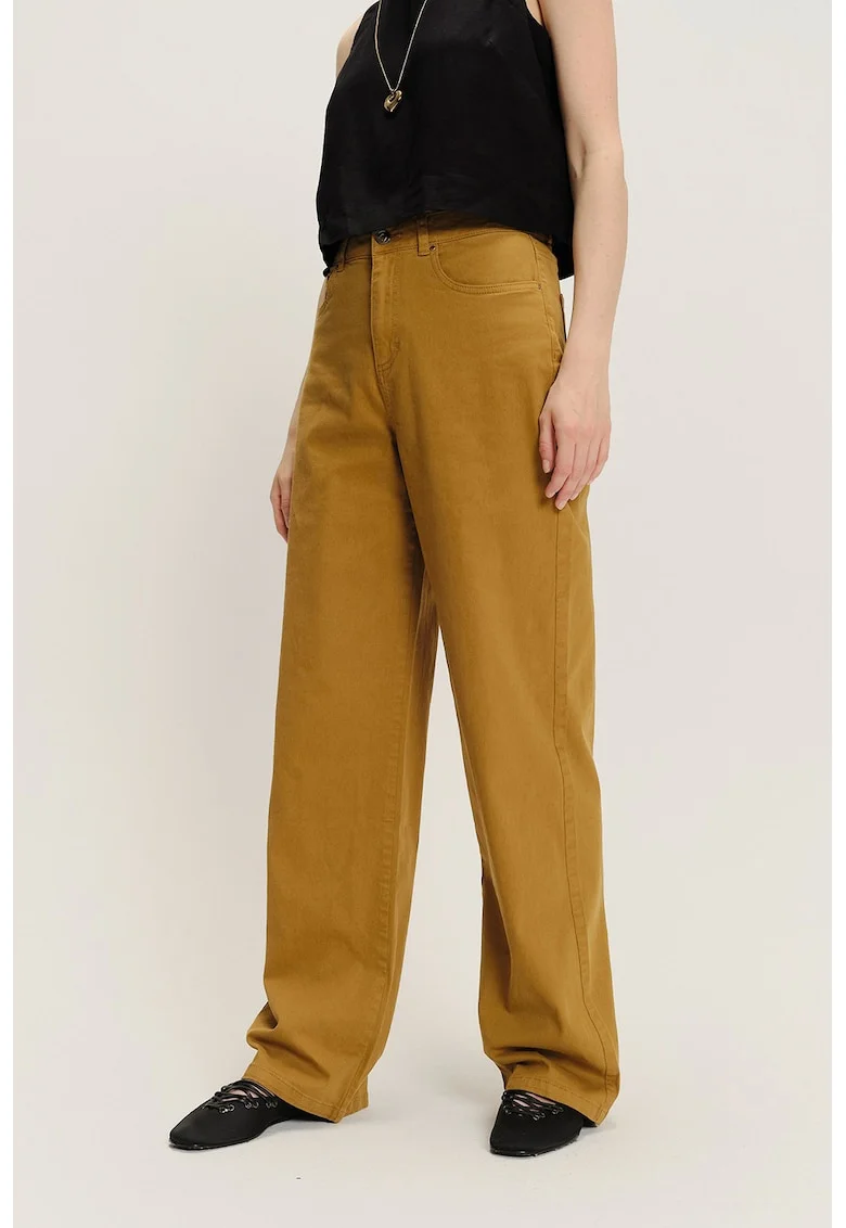 Pantaloni din amestec de modal cu croiala ampla, Maro deschis