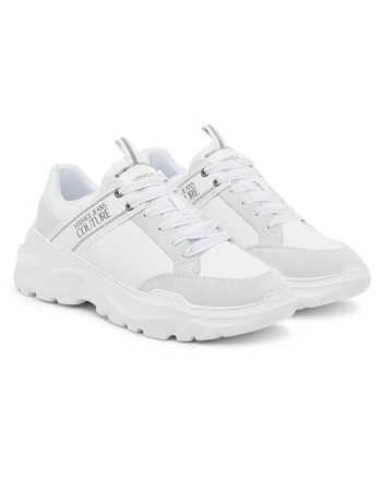 Pantofi sport cu talpa wedge si garnituri de piele ecologica, Alb