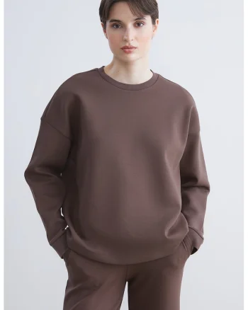 Bluza de trening lejera cu model uni, Maro inchis