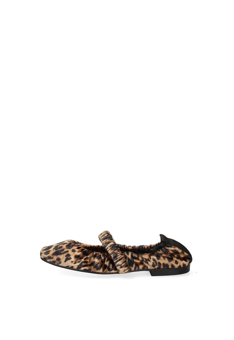 Balerini cu animal print, Negru/Maro camel