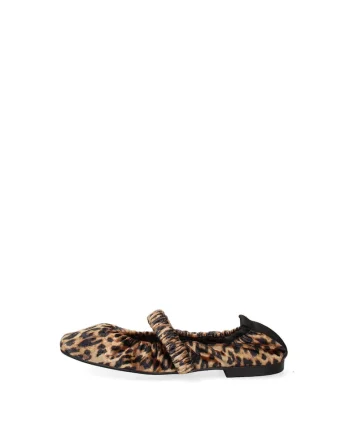 Balerini cu animal print, Negru/Maro camel