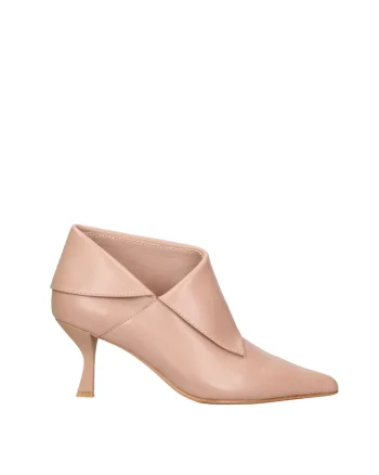 Botine din piele cu varf ascutit Edera Elite, Bej