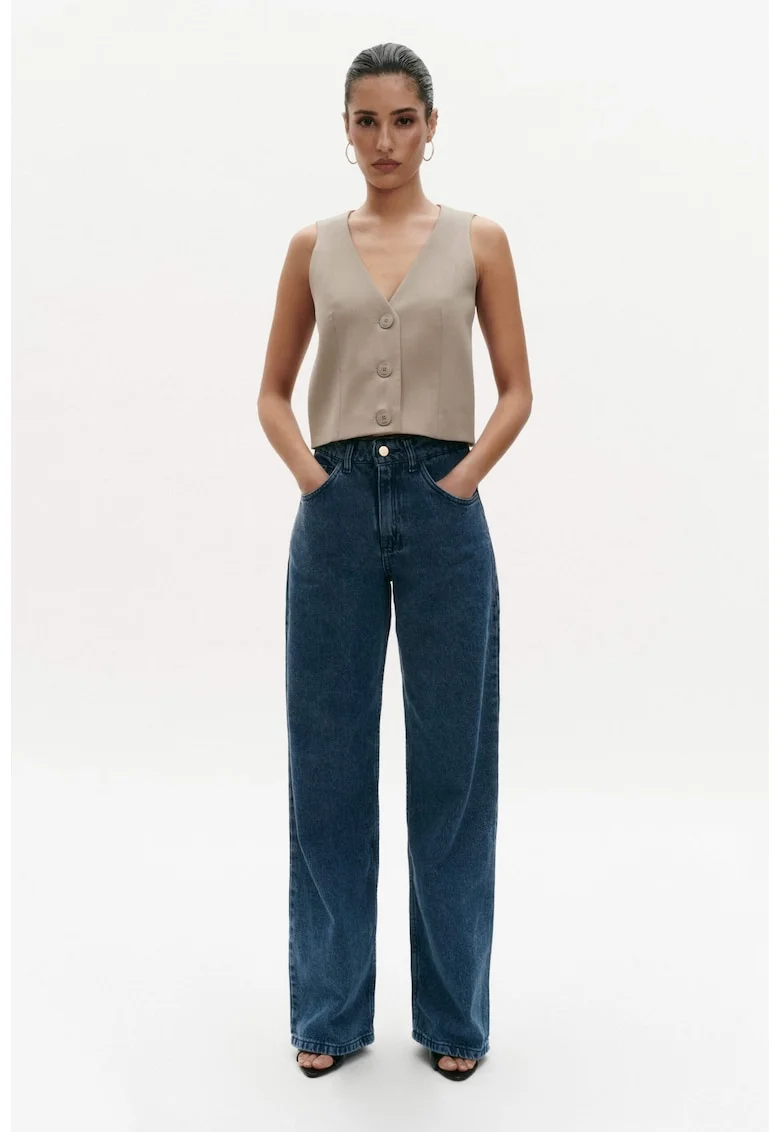 Pantaloni Blugi din Bumbac Albastru, Albastru inchis