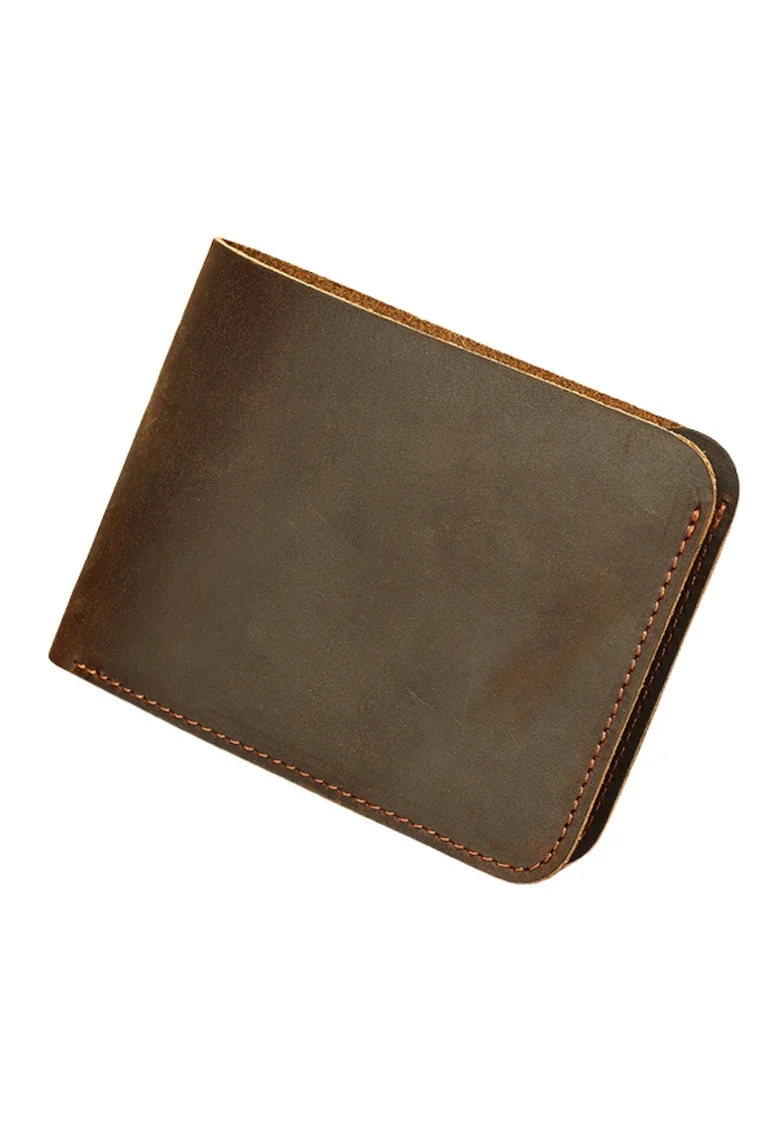 Portofel minimalist piele naturala crazy horse retro Clas A Busy Lady & Gentleman coffee