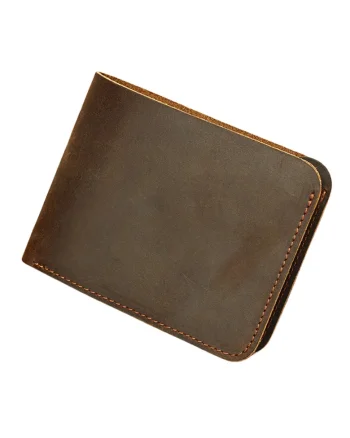 Portofel minimalist piele naturala crazy horse retro Clas A Busy Lady & Gentleman coffee