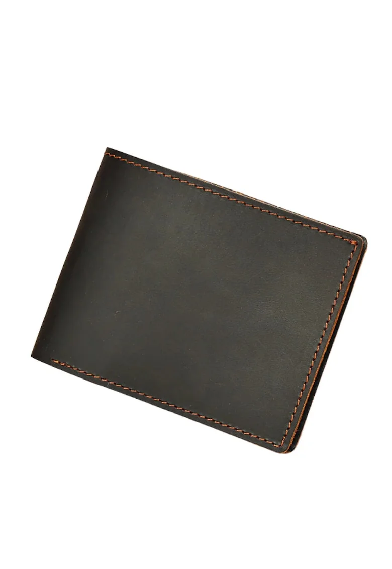 Portofel compact piele naturala crazy horse Clas B Busy Lady & Gentleman dark coffee