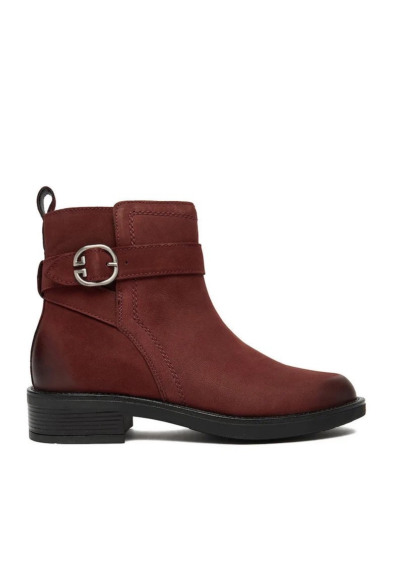 Botine  din piele naturală Bordeaux, Visiniu