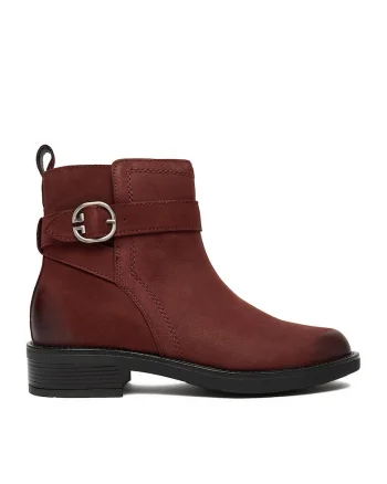 Botine  din piele naturală Bordeaux, Visiniu