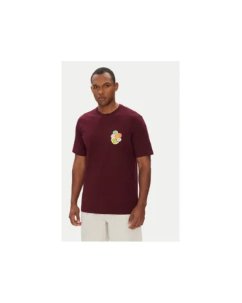 Tricou cu imprimeu pe partea din spate si decolteu la baza gatului - 658754, Visiniu