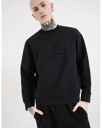 Bluza de trening din amestec de bumbac cu logo, Negru