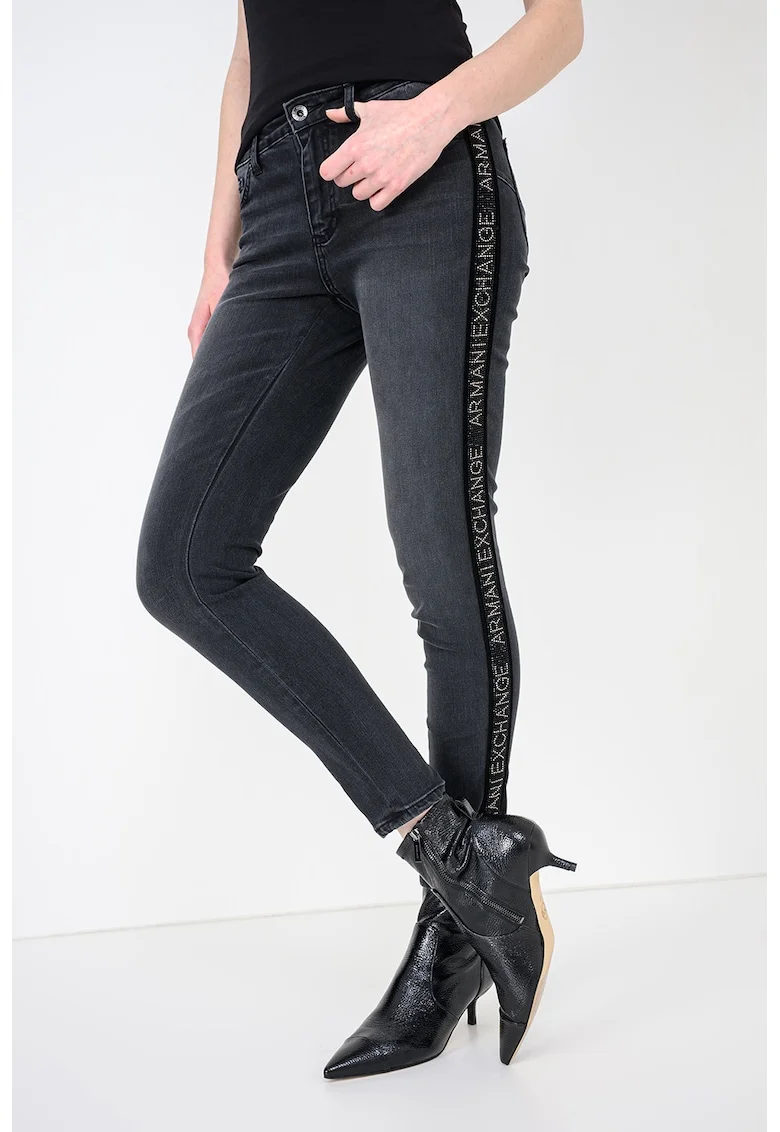 Blugi super skinny cu aspect decolorat, Negru/Gri antracit/Argintiu