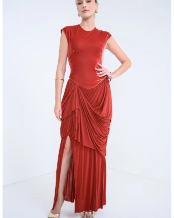 Rochie drapata Memento, Caramiziu