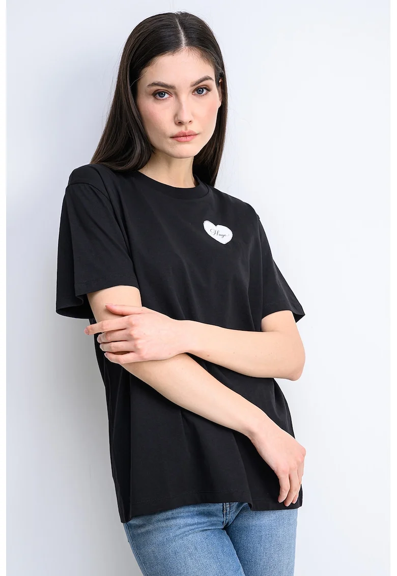 Tricou lejer din bumbac, Alb/Negru
