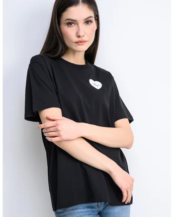 Tricou lejer din bumbac, Alb/Negru