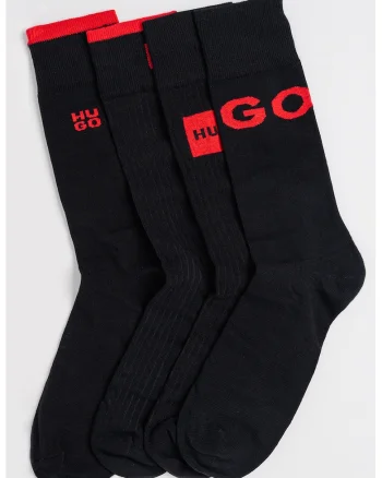 Set de sosete lungi cu logo - 4 perechi, Rosu/Negru
