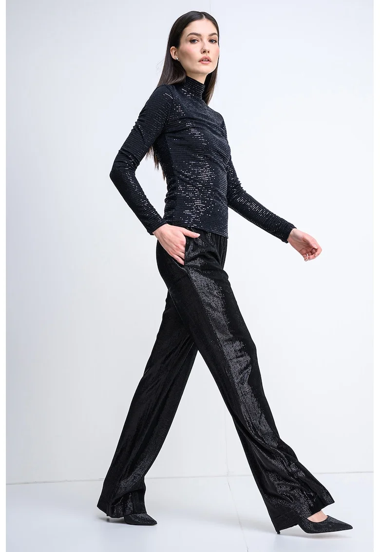 Bluza slim-fit cu paiete Drisila, Negru