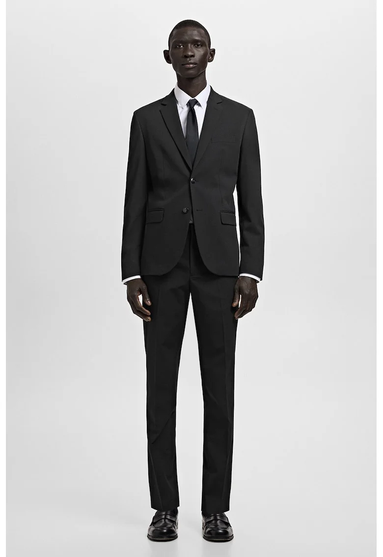 Pantaloni slim fit cu pliuri, Negru