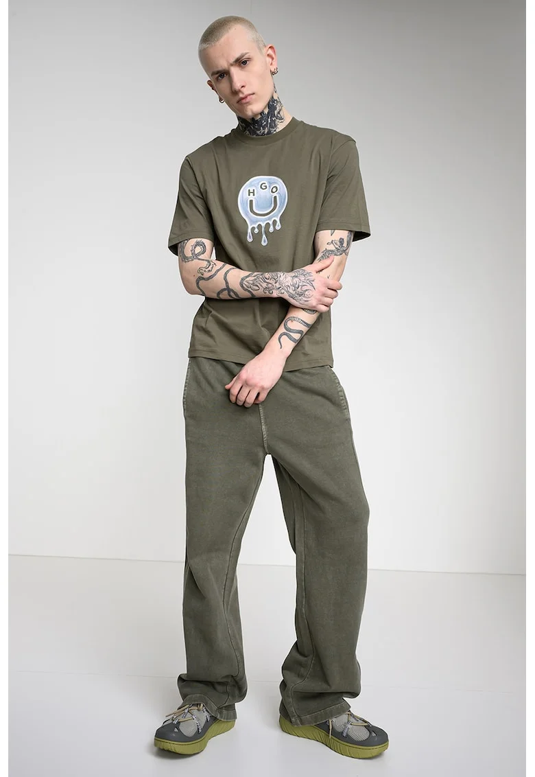 Tricou cu imprimeu logo Nedirix, Alb/Kaki/Albastru