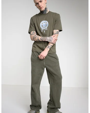 Tricou cu imprimeu logo Nedirix, Alb/Kaki/Albastru