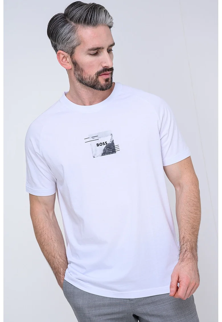 Tricou din amestec de lyocell, Alb/Gri