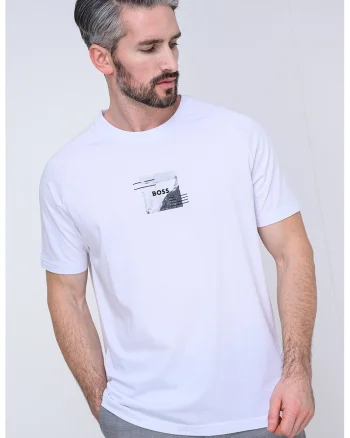 Tricou din amestec de lyocell, Alb/Gri