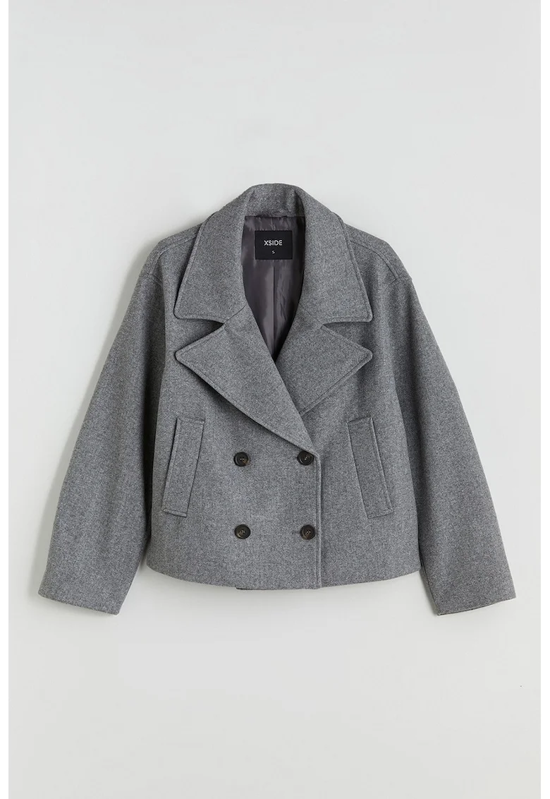 Palton cu revere decupate, Gri