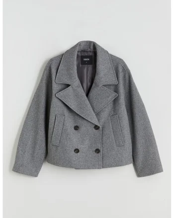 Palton cu revere decupate, Gri