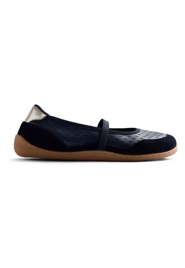 Pantofi din piele cu insertii din piele intoarsa, Negru