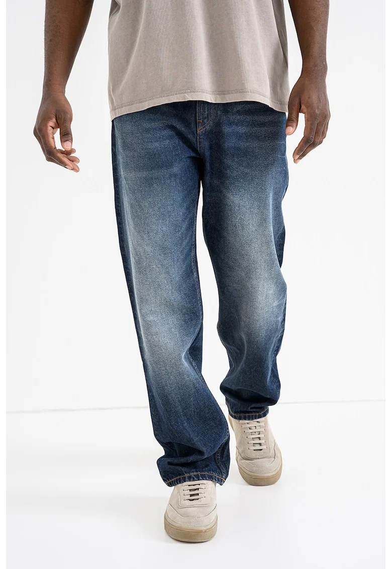 Blugi relaxed-fit cu croiala dreapta, Albastru inchis