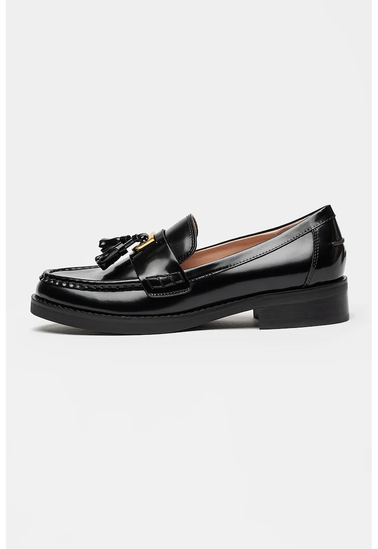Pantofi loafer de piele cu canafi, Negru