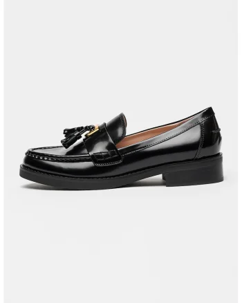 Pantofi loafer de piele cu canafi, Negru