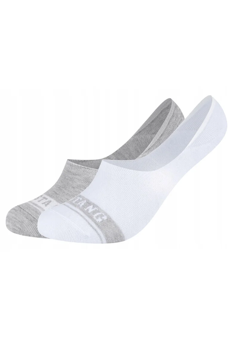 Sosete Barbati,  MU34009 – 1001, 2 Perechi, Regular Fit, Design Simplu Cu Logo, Scurti, Confortabile Si Respirabile, Bumbac, Alb/Gri, Alb | Gri