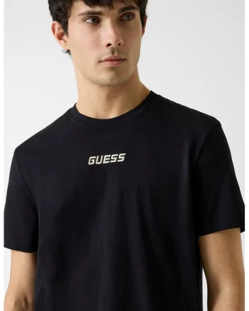 Tricou cu decolteu rotund si logo pentru fitness, Alb fildes/Negru