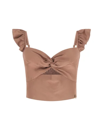 Bluza din amestec de modal cu insertie elastica pe partea din spate, Maro deschis