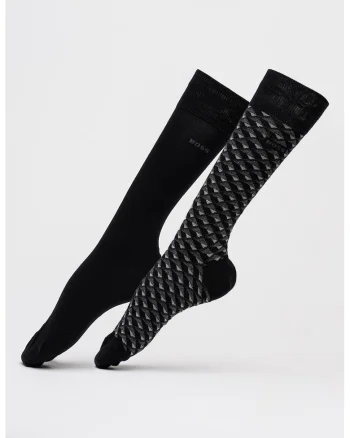 Set de sosete lungi din amestec de bumbac - 2 perechi, Negru/Gri