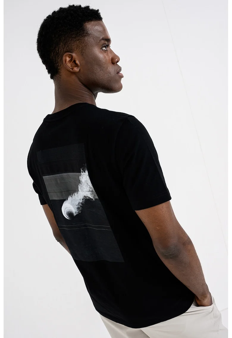 Tricou slim fit cu imprimeu pe partea din spate, Negru/Gri