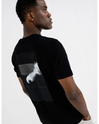 Tricou slim fit cu imprimeu pe partea din spate, Negru/Gri