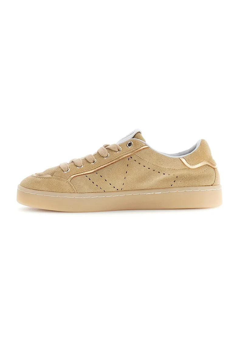 Pantofi sport low-cut din piele intoarsa, Maro deschis
