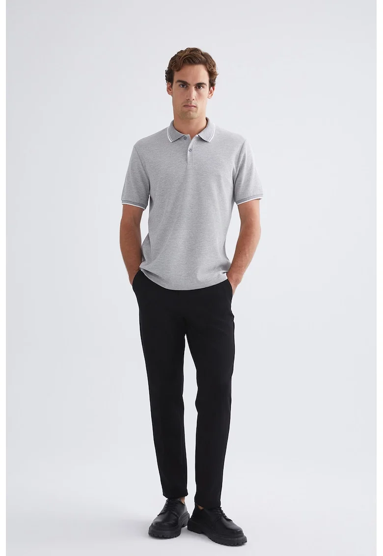 Pantaloni slim fit cu model uni, Negru