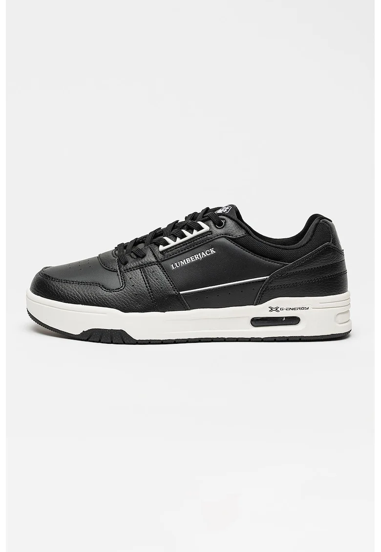 Pantofi sport cu insertii textile, Alb/Negru