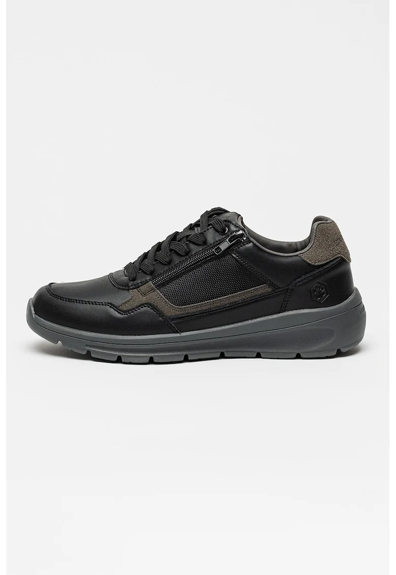 Pantofi sport cu insertii de piele peliculizata, Negru