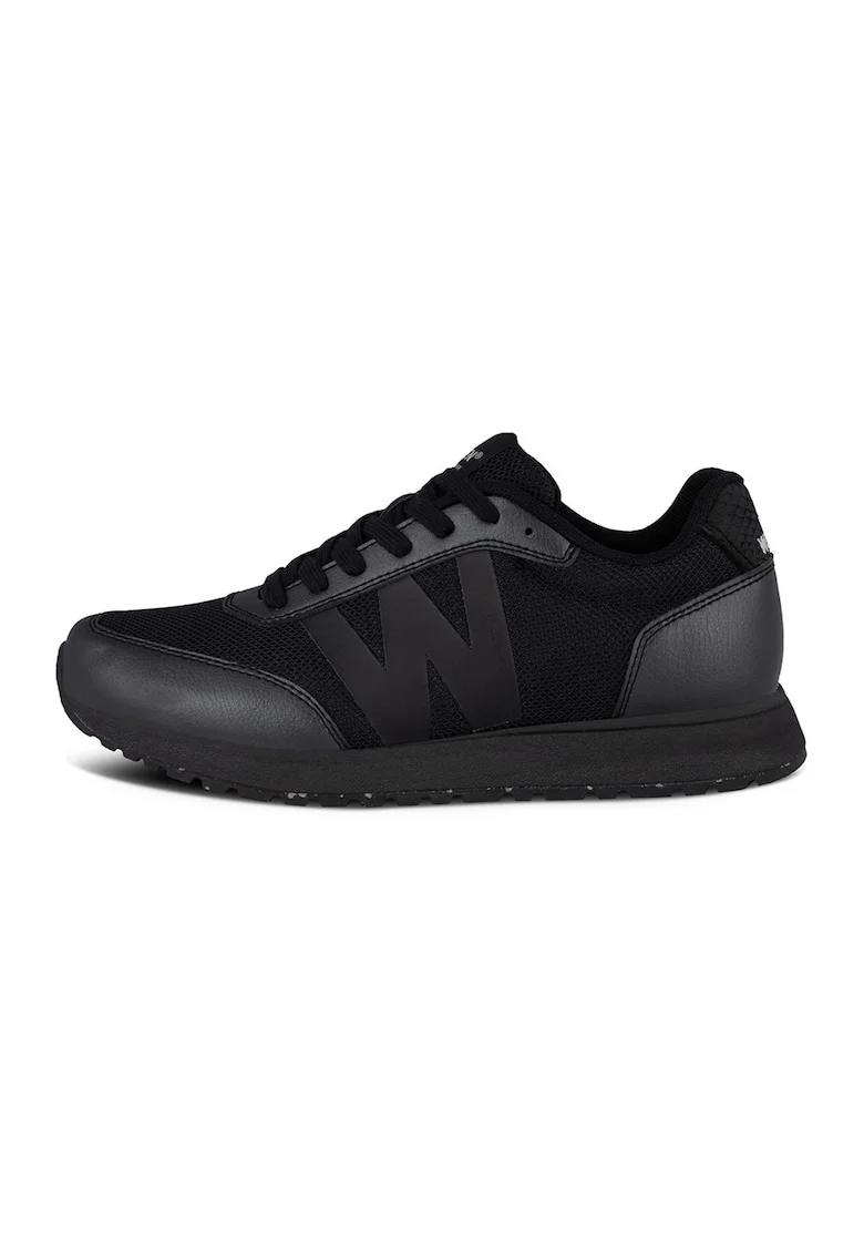 Pantofi sport low-cut de plasa cu garnituri sintetice, Negru