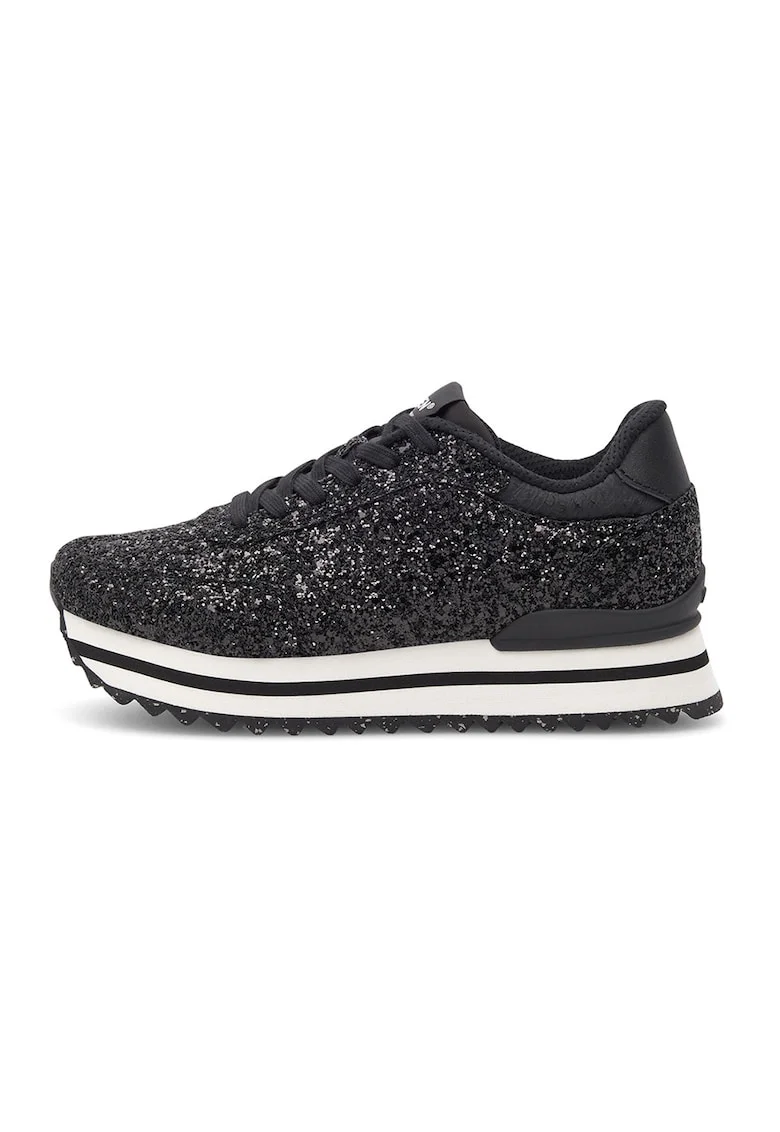 Pantofi sport flatform cu siret, Negru