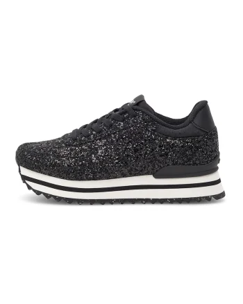 Pantofi sport flatform cu siret, Negru