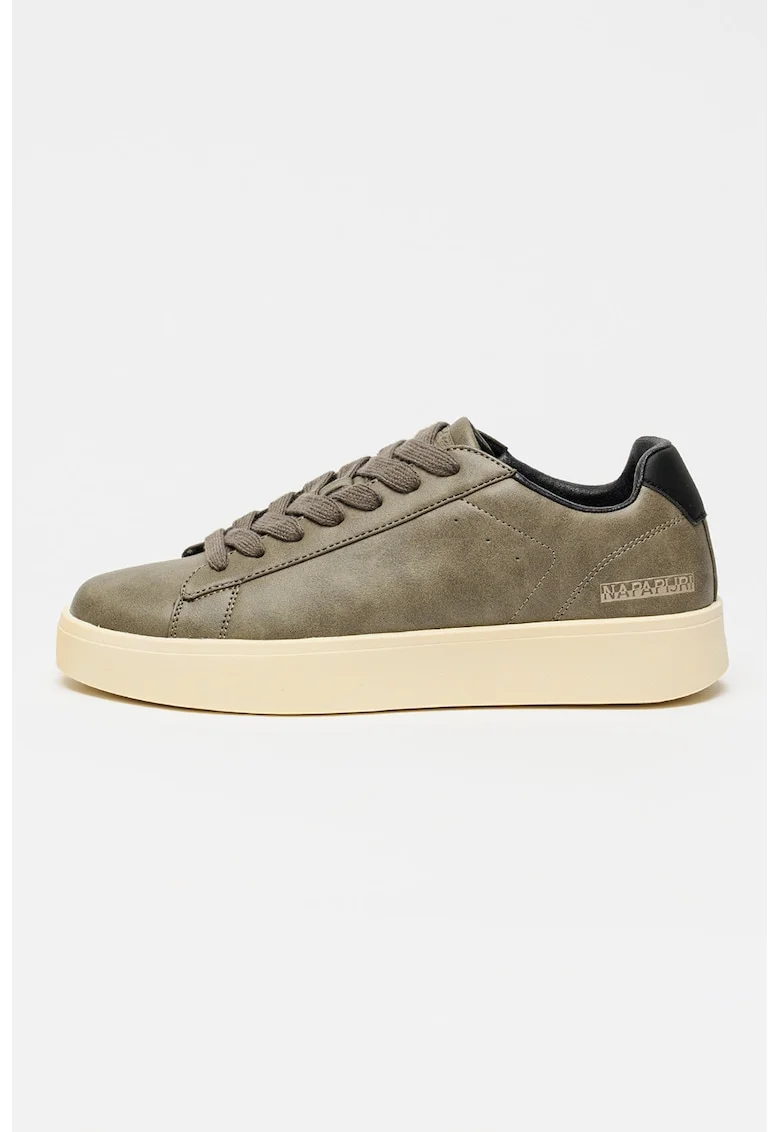 Pantofi sport Onyx de piele ecologica, Negru/Maro taupe