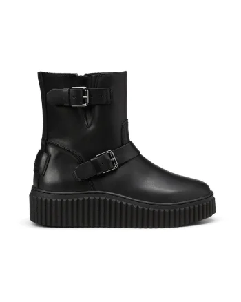 Ghete din piele cu catarame ajustabile, Negru