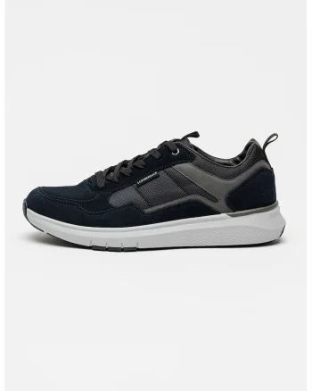 Pantofi sport cu insertii de piele intoarsa, Gri/Albastru ultramarin
